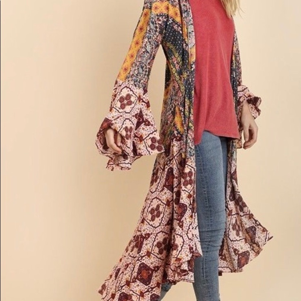 NWT Umgee bell sleeve long swing style kimono